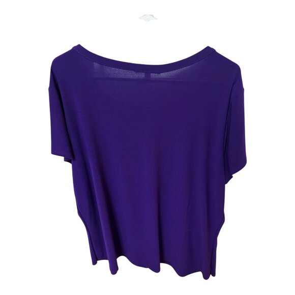 89th + Madison Women’s 2X Purple Short Sleeve Top with Rhinestone Toggle Accents - Picture 4 of 5